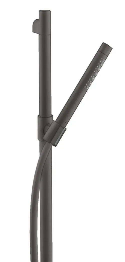 Brauseset mit halbrundem, schwenkbarem Duschkopf und schlanker Halterung in Schwarz, hergestellt von AXOR.